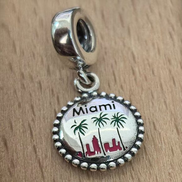 Pandora Miami Beach Dangle Charm Travel Pendant, S925 Silver Bracelets - Picture 1 of 4